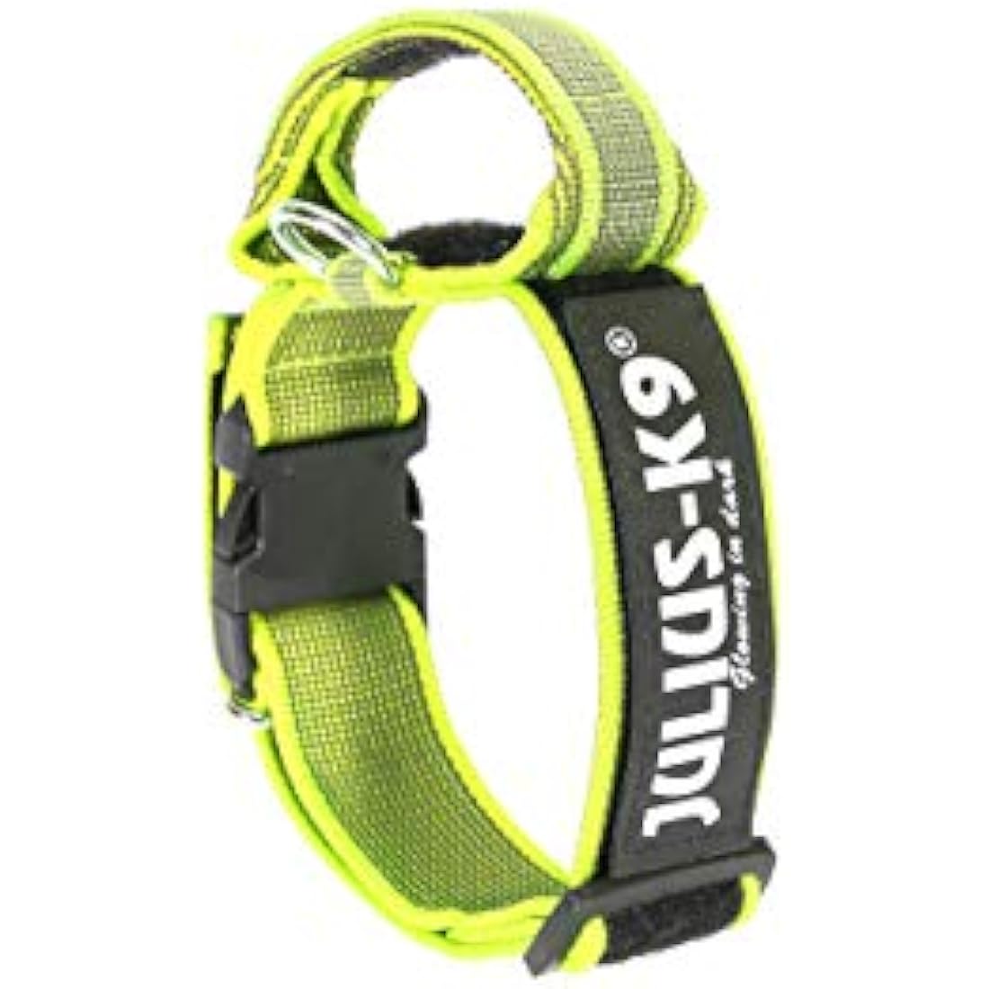 Julius-K9 Color and Gray Dog Collar with Handle - Neon-Gray, 50mm