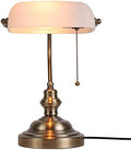 Bankers Desk Lamp – White Matted Glass Adjustable Light