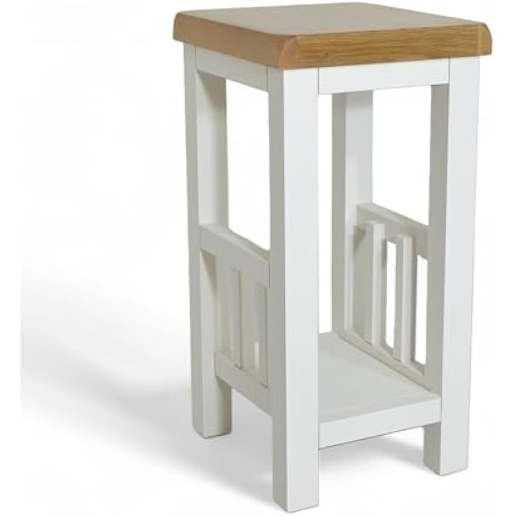 Jolof Store Snow White Side Table – Painted Oak Slim End Table