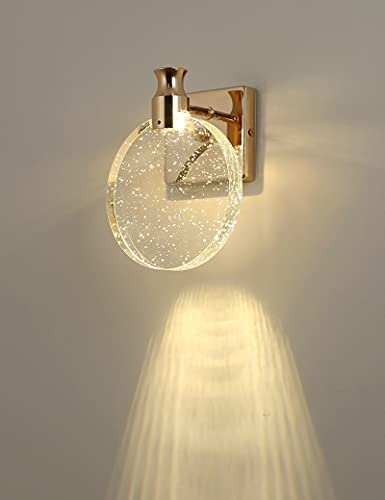KRIPINC Crystal Wall Sconce – Nordic LED Art Deco Light for Bedroom, Silver