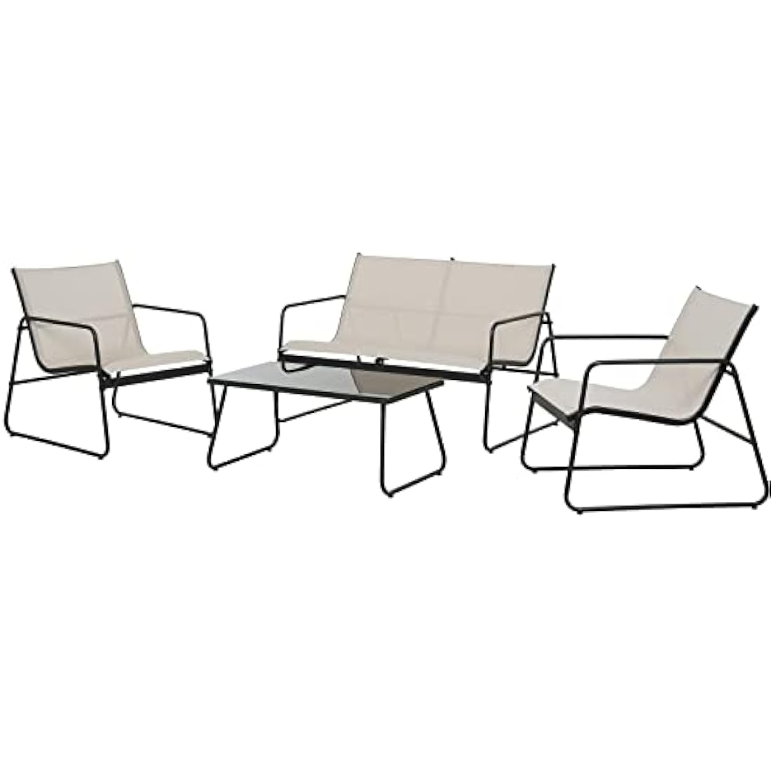 Jolof Store 4-Piece Patio Conversation Set – Mesh Outdoor Furniture, Beige