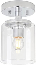 Jolof Store Industrial Glass Flush Mount Ceiling Light | Chrome E27 Fitting