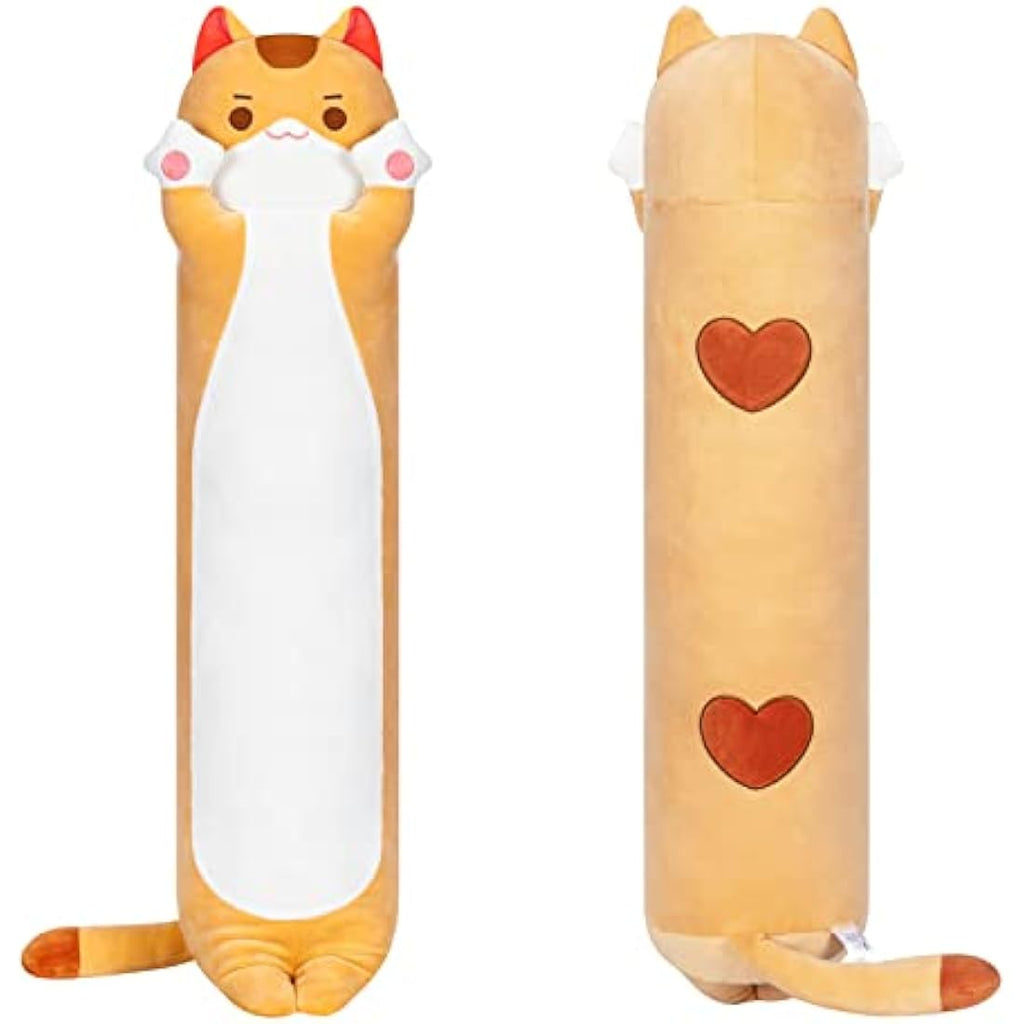 Mewaii 28in Long Cat Plush Body Pillow – Gray Kawaii Stuffed Animal