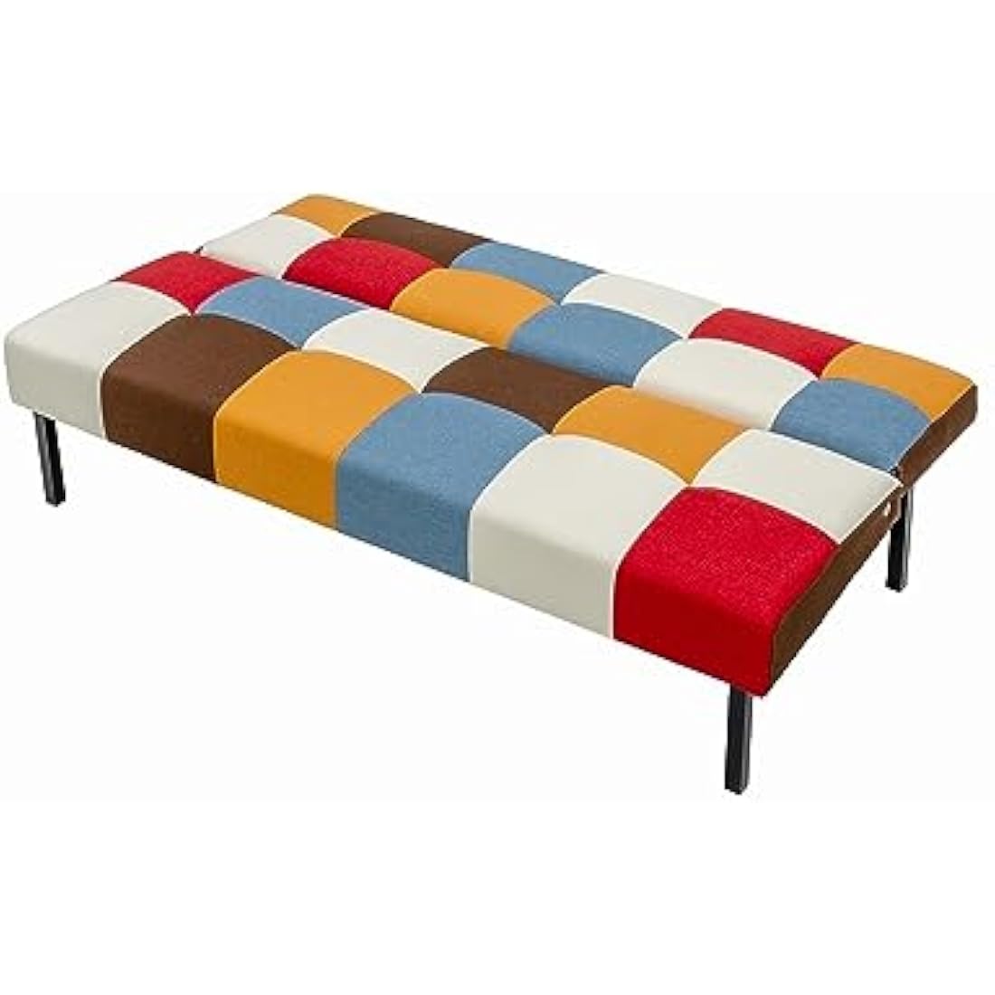 Modern Rainbow Patchwork Click Clack Sofa Bed Sleeper Settee