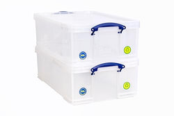 Really Useful Box 50 Litre Clear Plastic Storage Boxes | Pack of 2