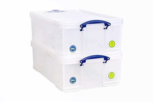 Really Useful Box 50 Litre Clear Plastic Storage Boxes | Pack of 2