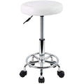KKTONER PU Leather Rolling Stool - Swivel Salon Chair with Footrest, White