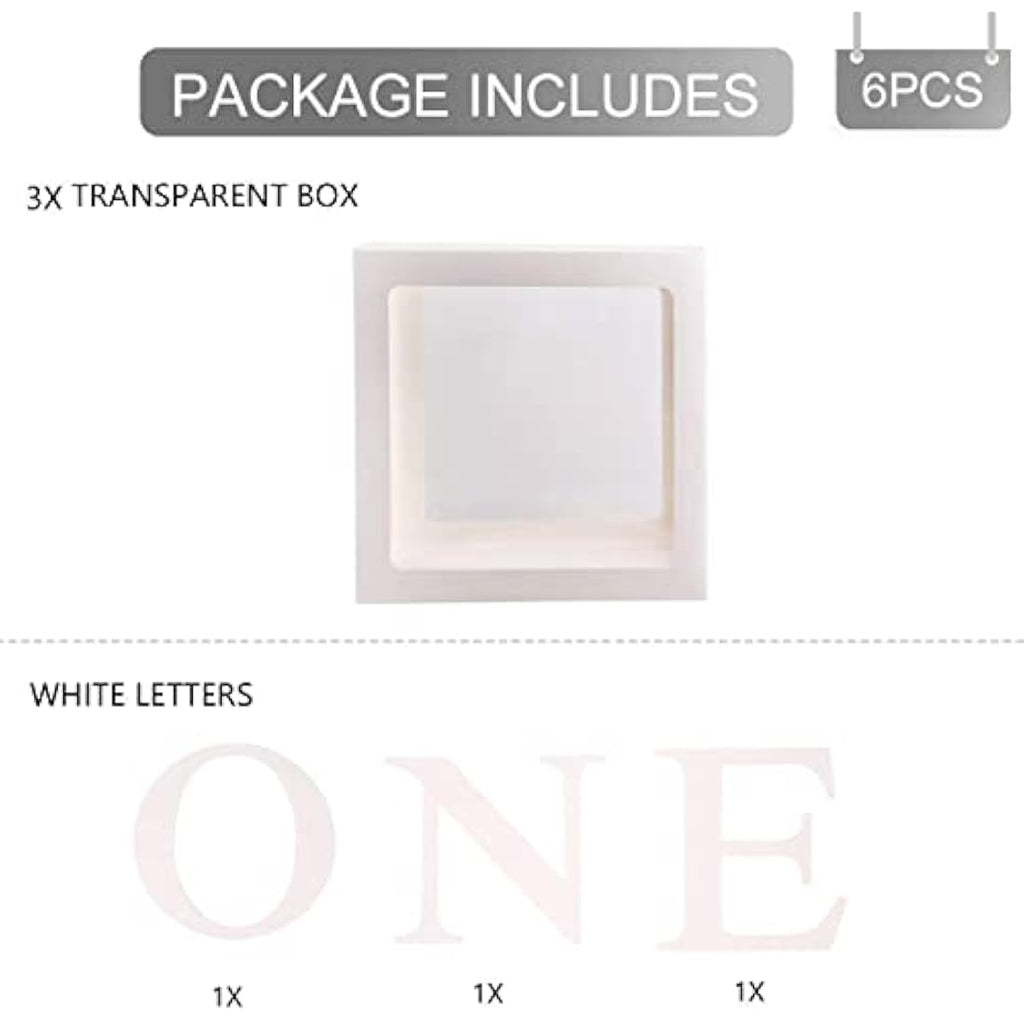 Jolof Store ONE Balloon Boxes – White 1st Birthday Party Decorations