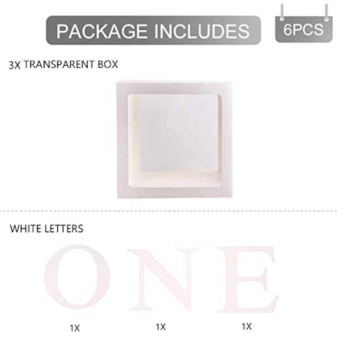 Jolof Store ONE Balloon Boxes – White 1st Birthday Party Decorations