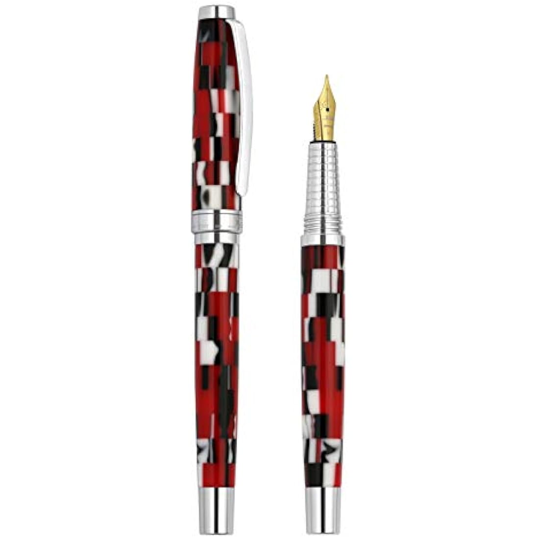 Xezo Urbanite II Fountain Pen – Red Checkered Acrylic, Medium Nib