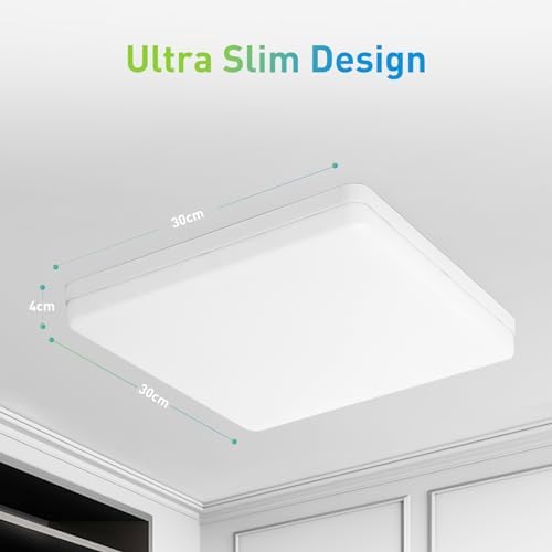 Yafido 48W LED Square Ceiling Light – 4000K Natural White IP44 Waterproof