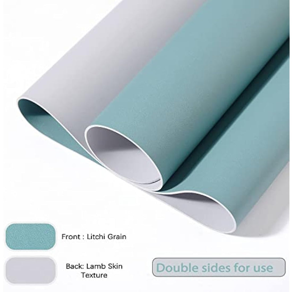 DOBAOJIA Large PU Leather Desk Pad | Waterproof Dual-Side Mat, Grey