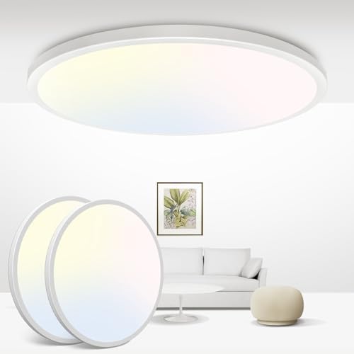 Zemty 2-Pack 29W LED Ceiling Light | 3-Color Flush Mount Round 30cm