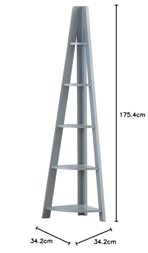 Riva 5 Tier Corner Ladder Bookcase | Wooden Shelving Unit by