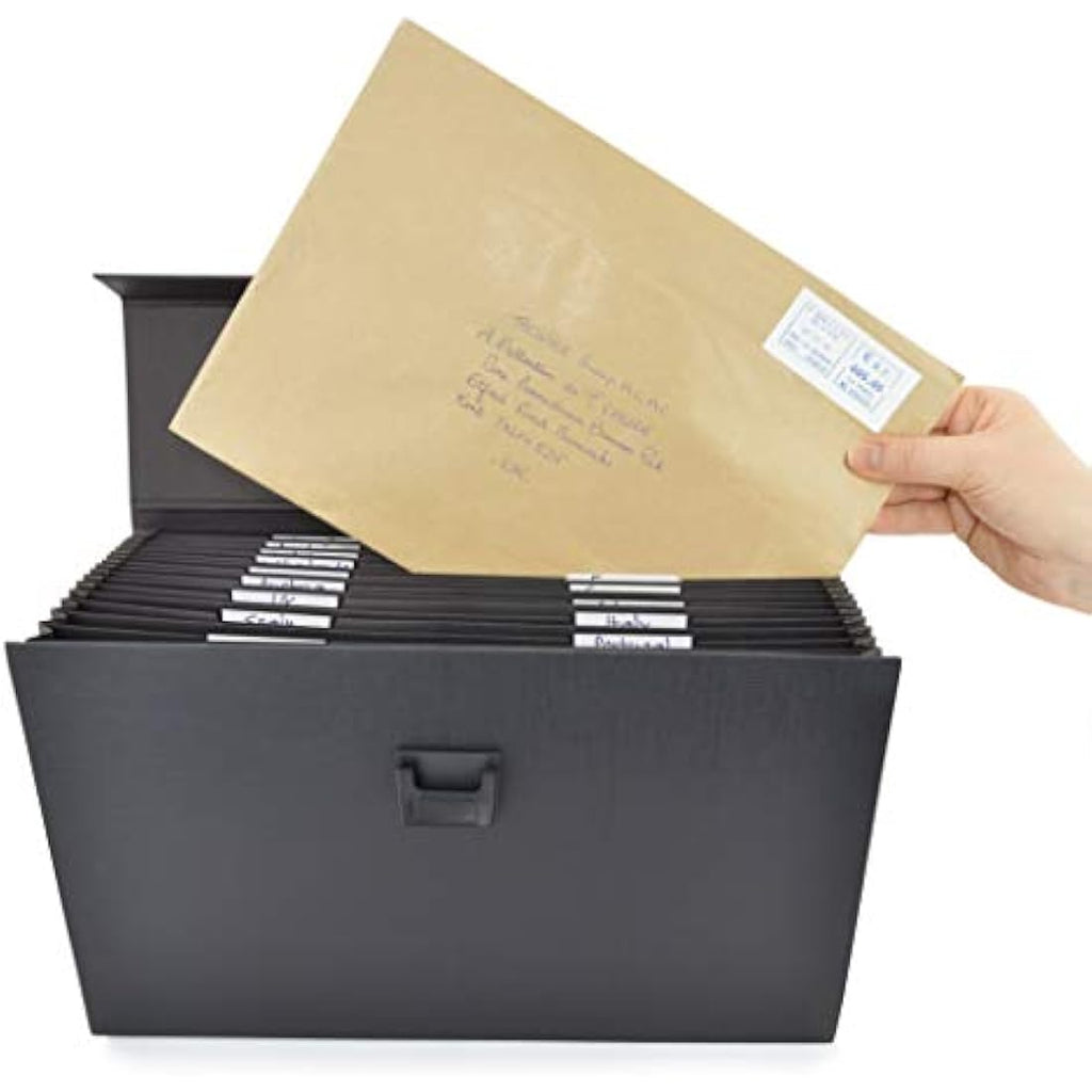 Rapesco 19-Part Expanding Box File Document Organiser, A4+, Black