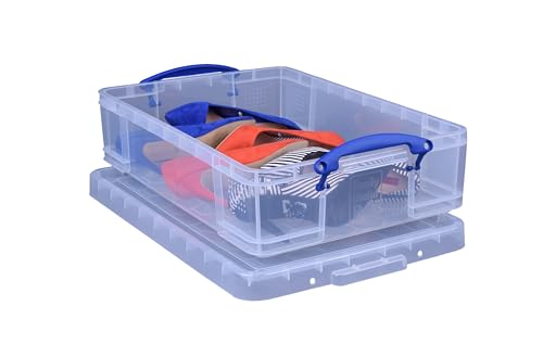 Really Useful Box 24.5L Clear Plastic Storage Bins - Pack of 4