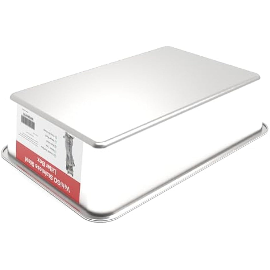 VehiGo Stainless Steel Cat Litter Box – Extra Large Non-Stick Metal Pan
