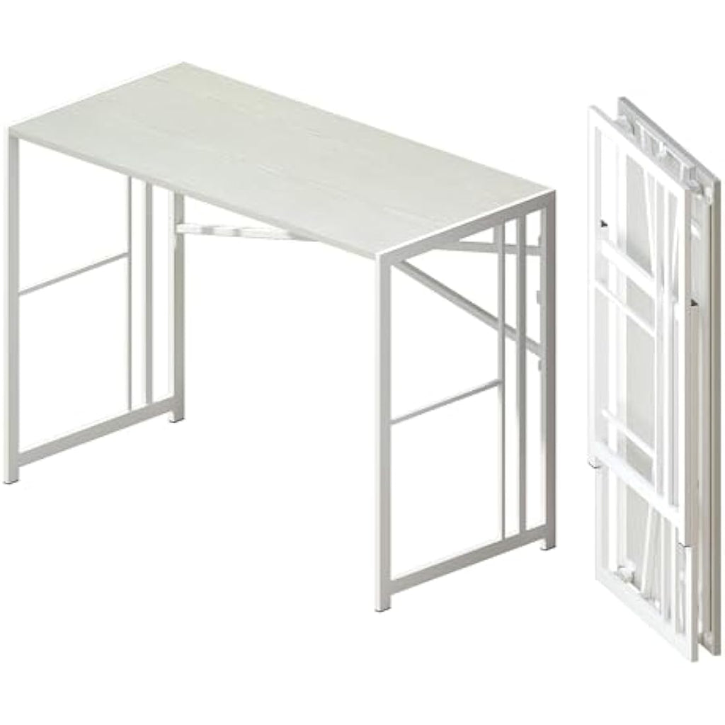 Lutown-Teen 103cm Folding Desk | No-Assembly White Home Office Table