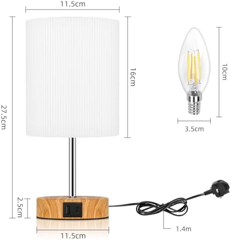 Aomeya Touch Bedside Lamp with USB-C & A Ports | 3-Way Dimmable LED