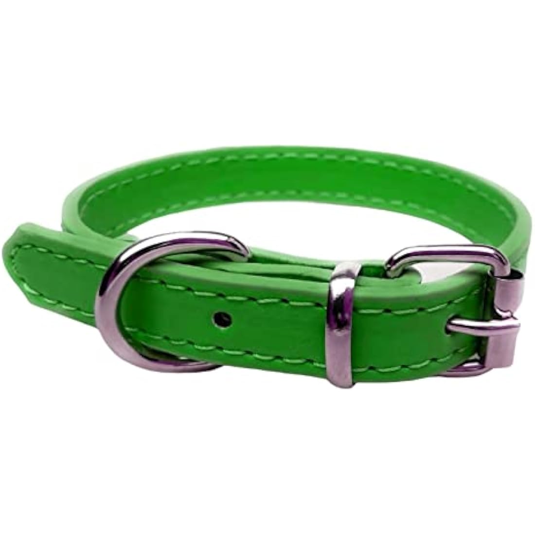 Leather Dog Collar – Vibrant Adjustable Pet Collar, Green