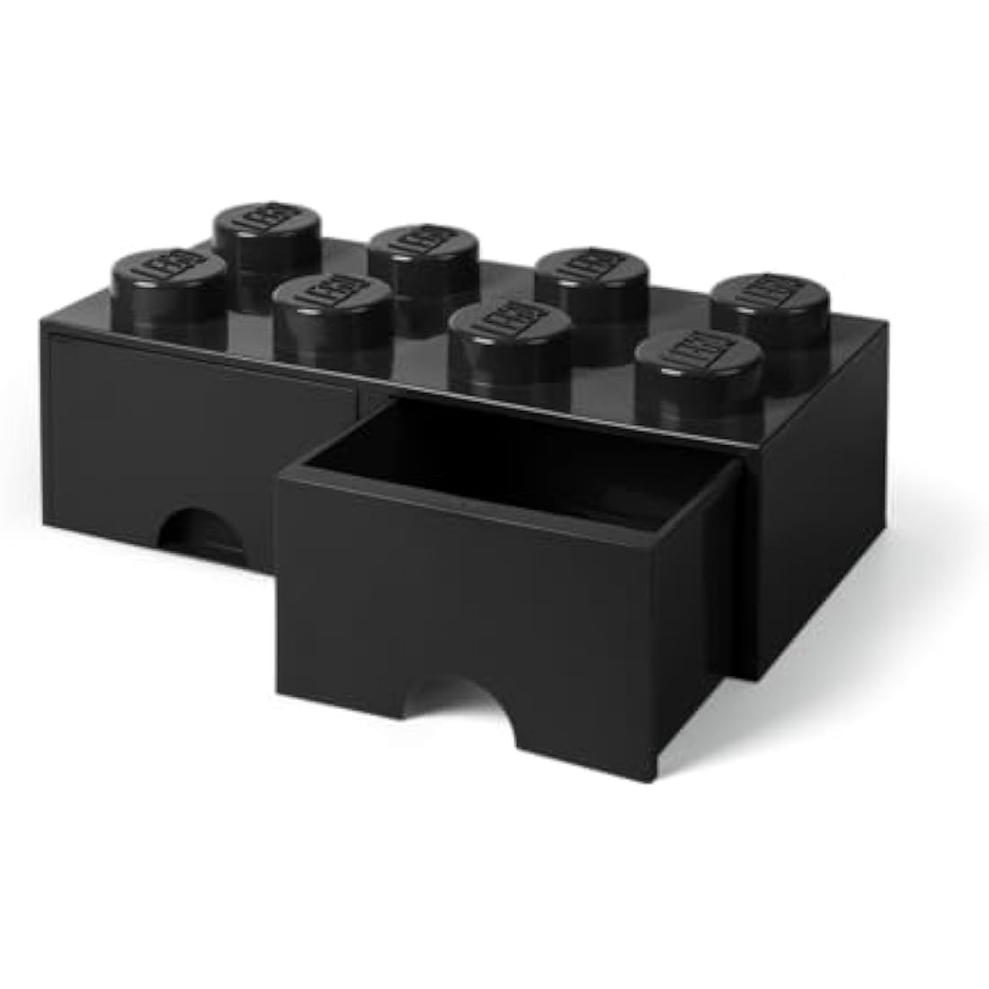 LEGO 8-Knob Storage Brick with 2 Drawers – Black Stackable Box