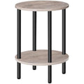 CHOEZON 2-Tier Round Side Table | Industrial Greige End Table Nightstand