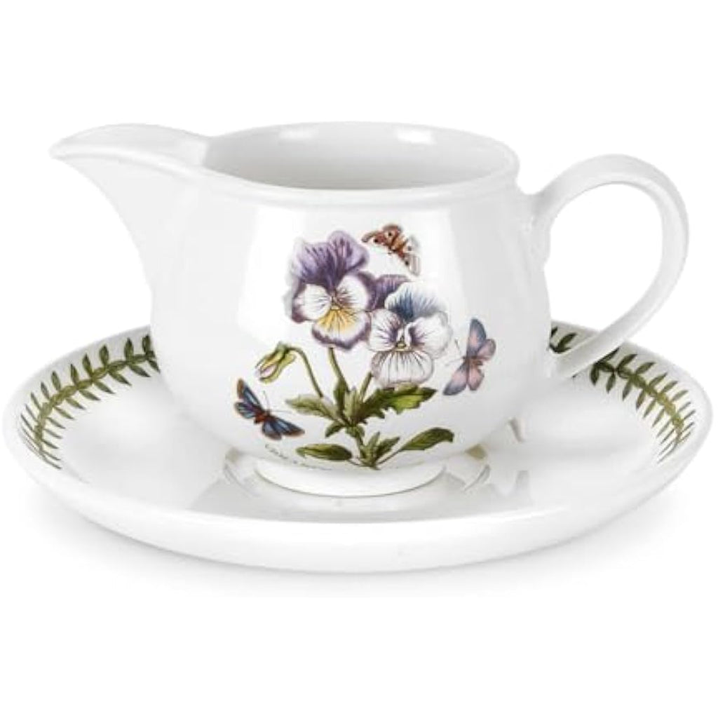 Portmeirion Botanic Garden Gravy Boat and Stand – Ceramic Floral Set