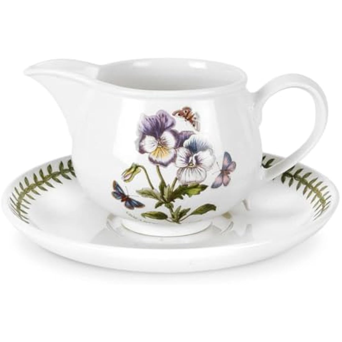 Portmeirion Botanic Garden Gravy Boat and Stand – Ceramic Floral Set