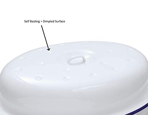 Enamel Oval Roaster - 36cm Self Basting Roasting Dish with Lid