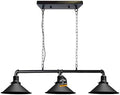 Industrial 3-Way Pipe Pendant Light | Black Metal Cone Shade