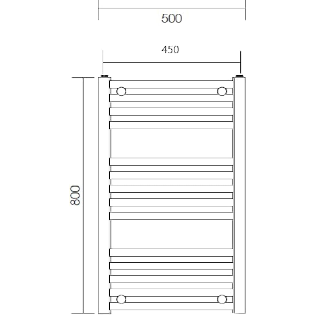 Greened House Chrome Curved Heated Towel Rail - 500mm x 800mm