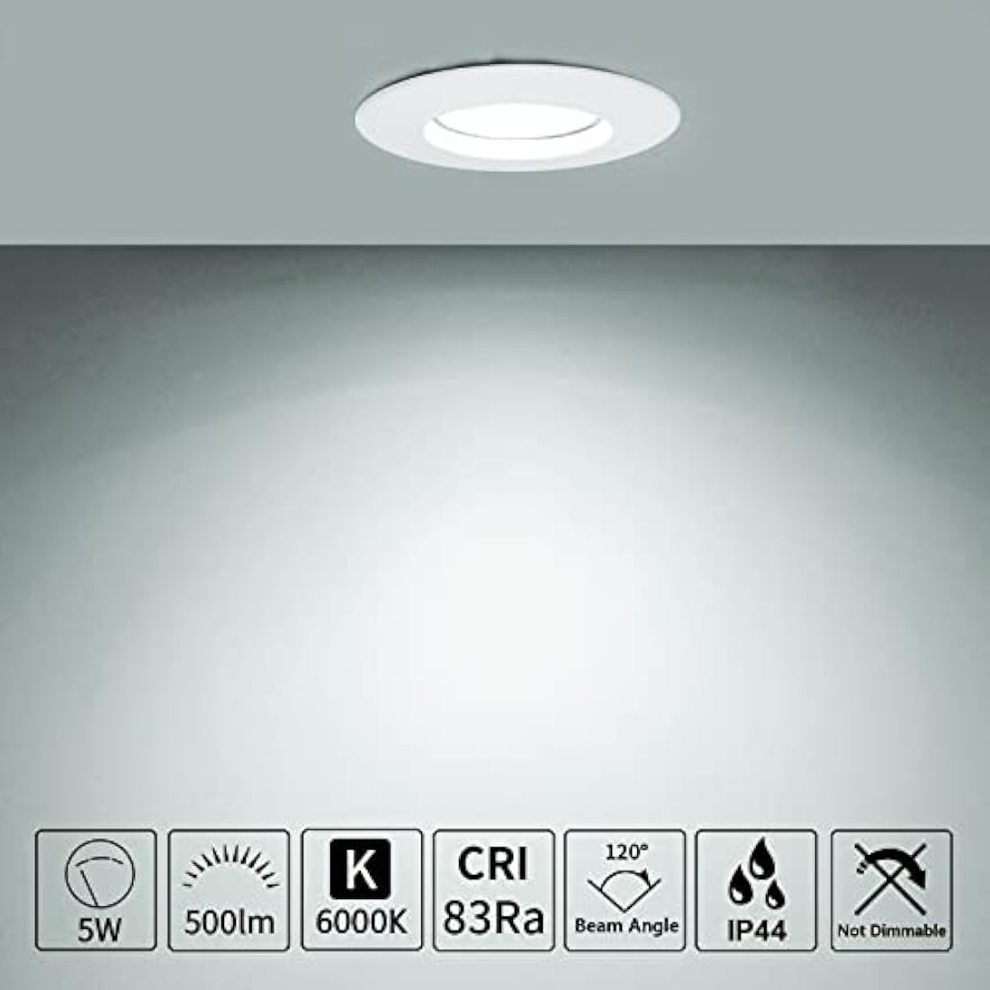 HiBay 10-Pack Ultra Slim LED Downlights | IP44 Waterproof 5W 6000K White