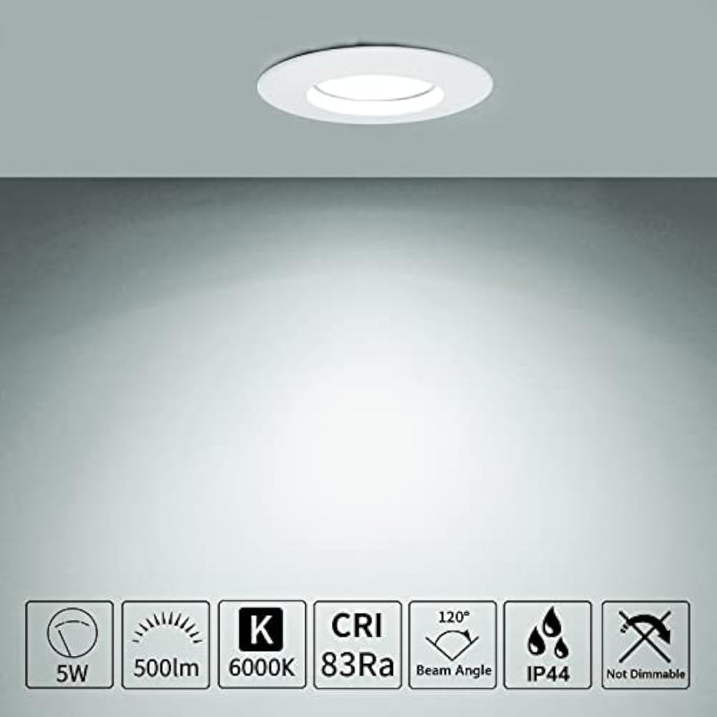 HiBay 6-Pack 5W LED Recessed Downlights | IP44 Ultra Slim 6000K White