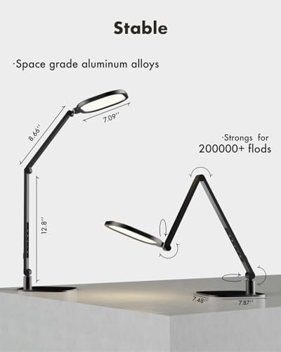 LitONES LED Desk Lamp | Dimmable Swing Arm Task Light with Metal Base