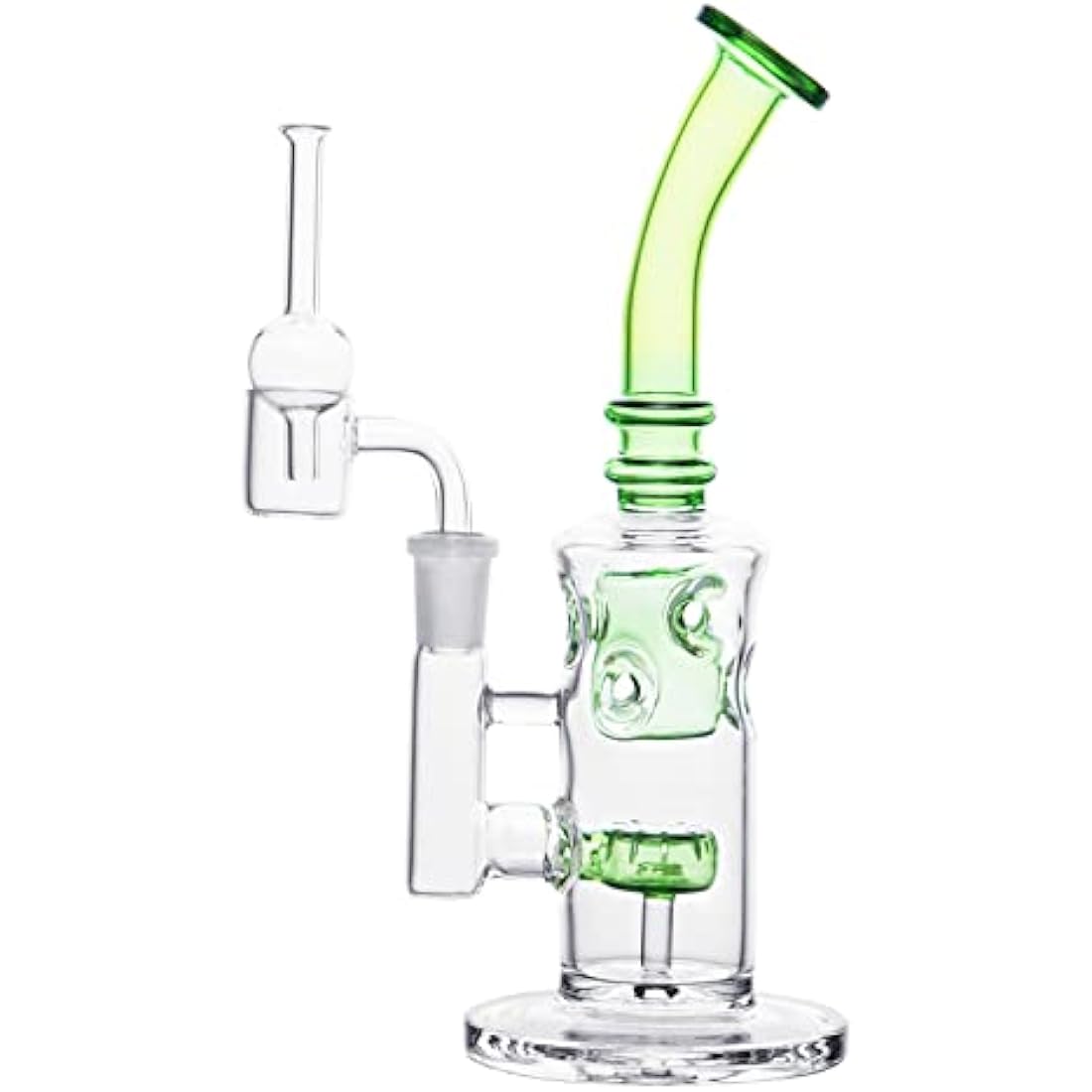 8" Glass Honeycomb Bong – Dab Rig with Quartz Banger (Green)