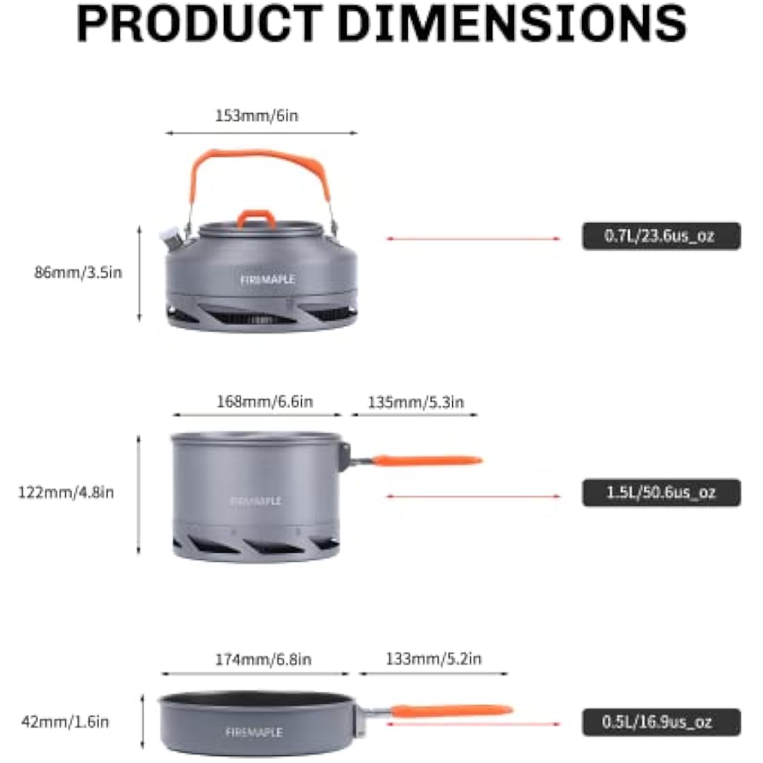 Fire-Maple Feast Heat Exchanger Cookware Set | 3-Piece Non-Stick Kit