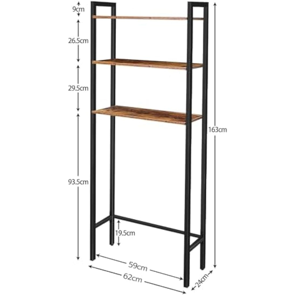 HOOBRO 3-Tier Over the Toilet Storage Rack – Industrial Bathroom Organizer