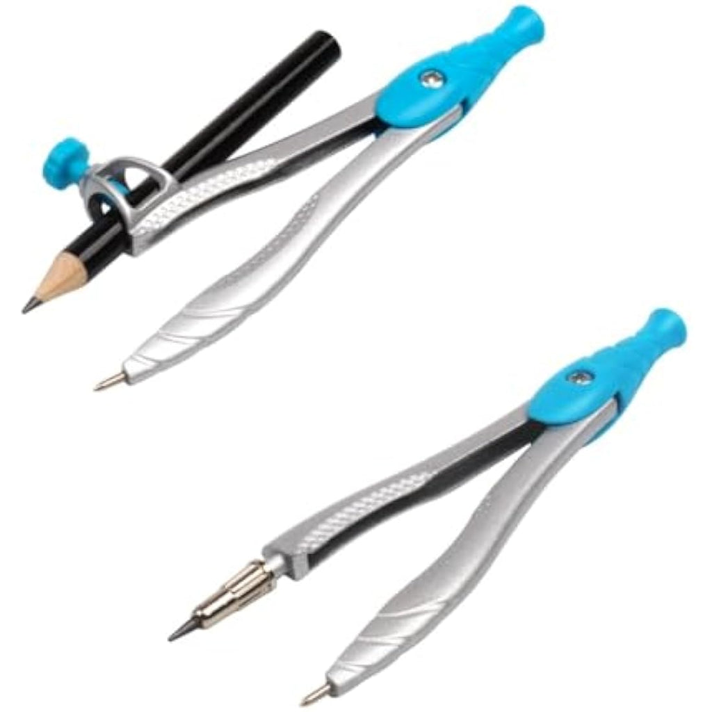 MHwan 10-Piece Maths Geometry Set with Metal Compass and Case - Blue