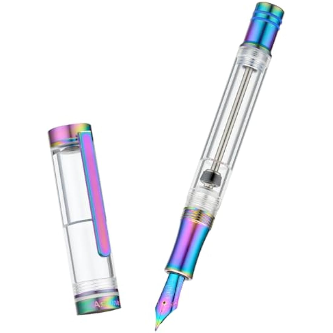 Asvine V200 Titanium Vacuum Fountain Pen | Rainbow Bock Fine Nib