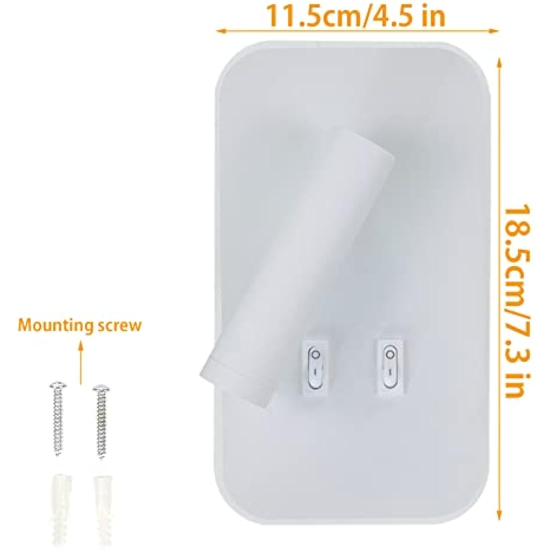 uksunvi LED Bedside Reading Wall Lamp | 12W Adjustable Spotlight - White