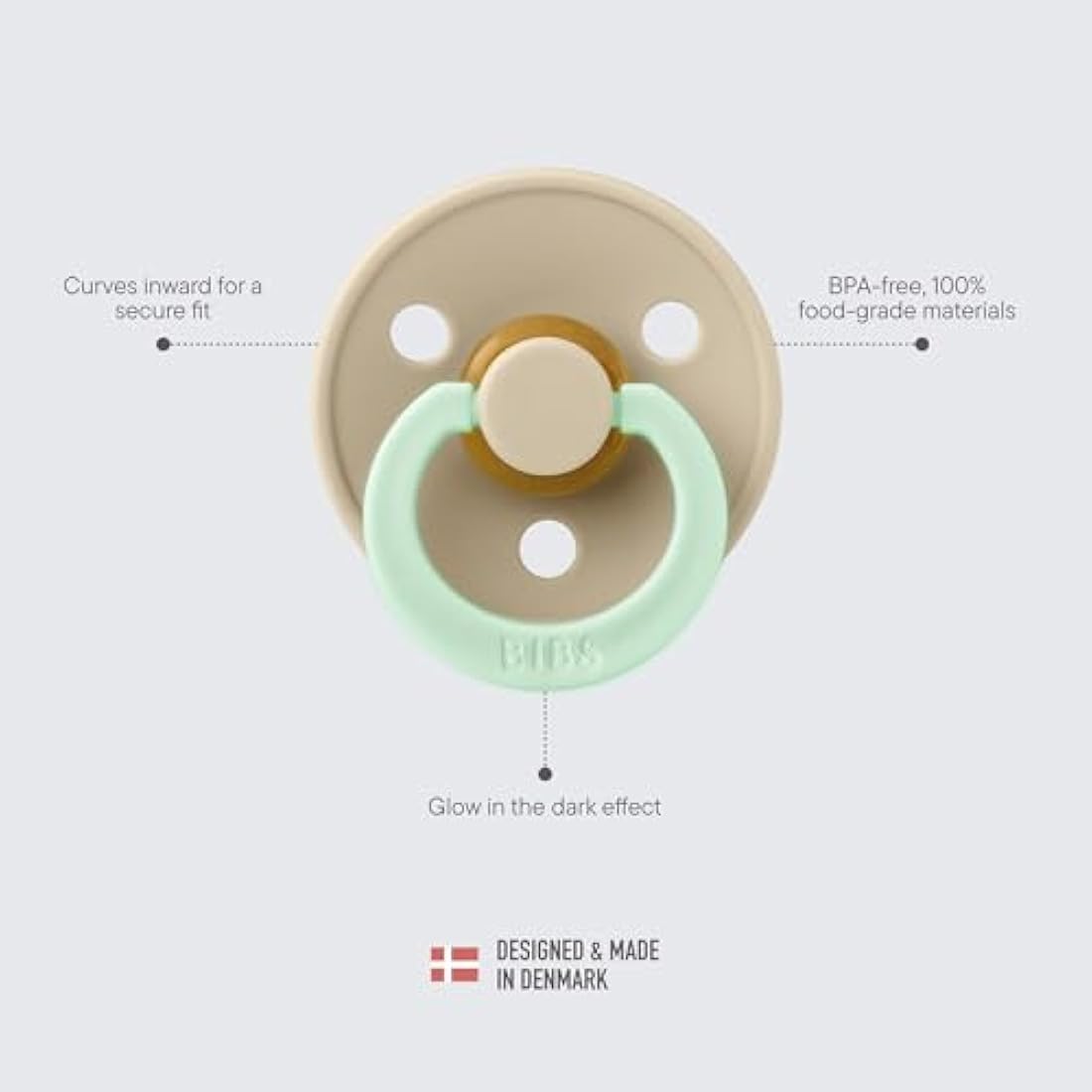 BIBS Glow in the Dark Pacifier | Natural Rubber Latex 2-Pack (0-6m)