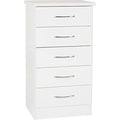 Seconique Nevada 5 Drawer Narrow Chest – White High Gloss Dresser