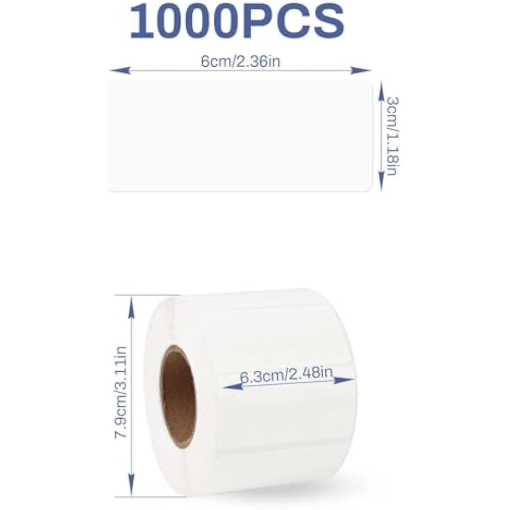 Jolof Store White Thermal Sticky Labels - 1000PCS Blank 60x30mm Roll