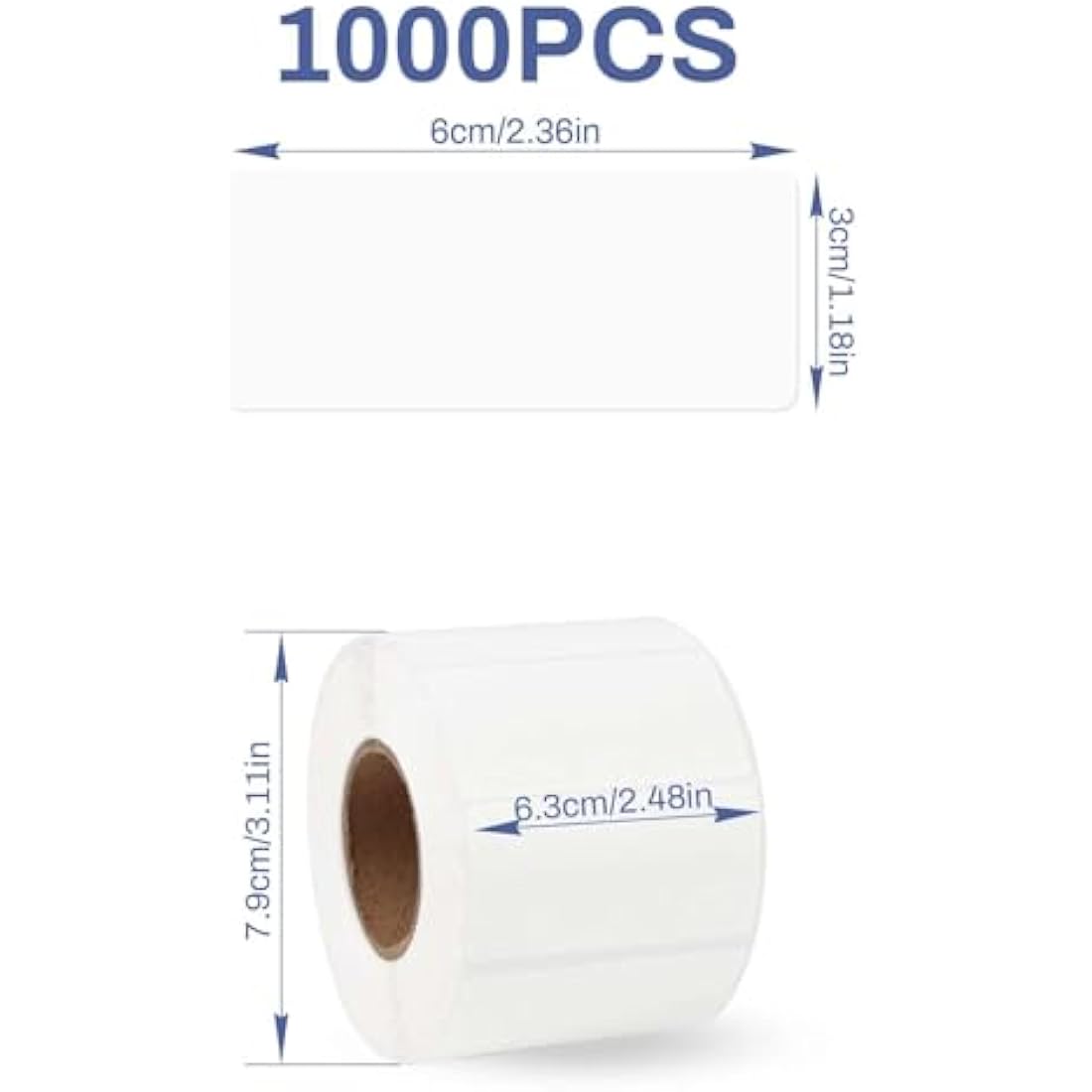 Jolof Store White Thermal Sticky Labels - 1000PCS Blank 60x30mm Roll