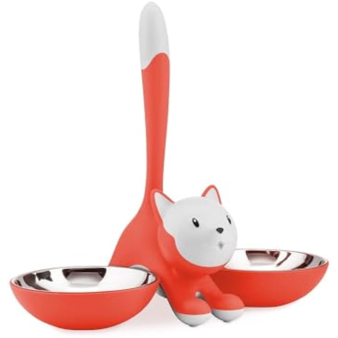 Alessi Tigrito Cat Bowl – Stainless Steel & Resin Pet Feeder, Red Orange