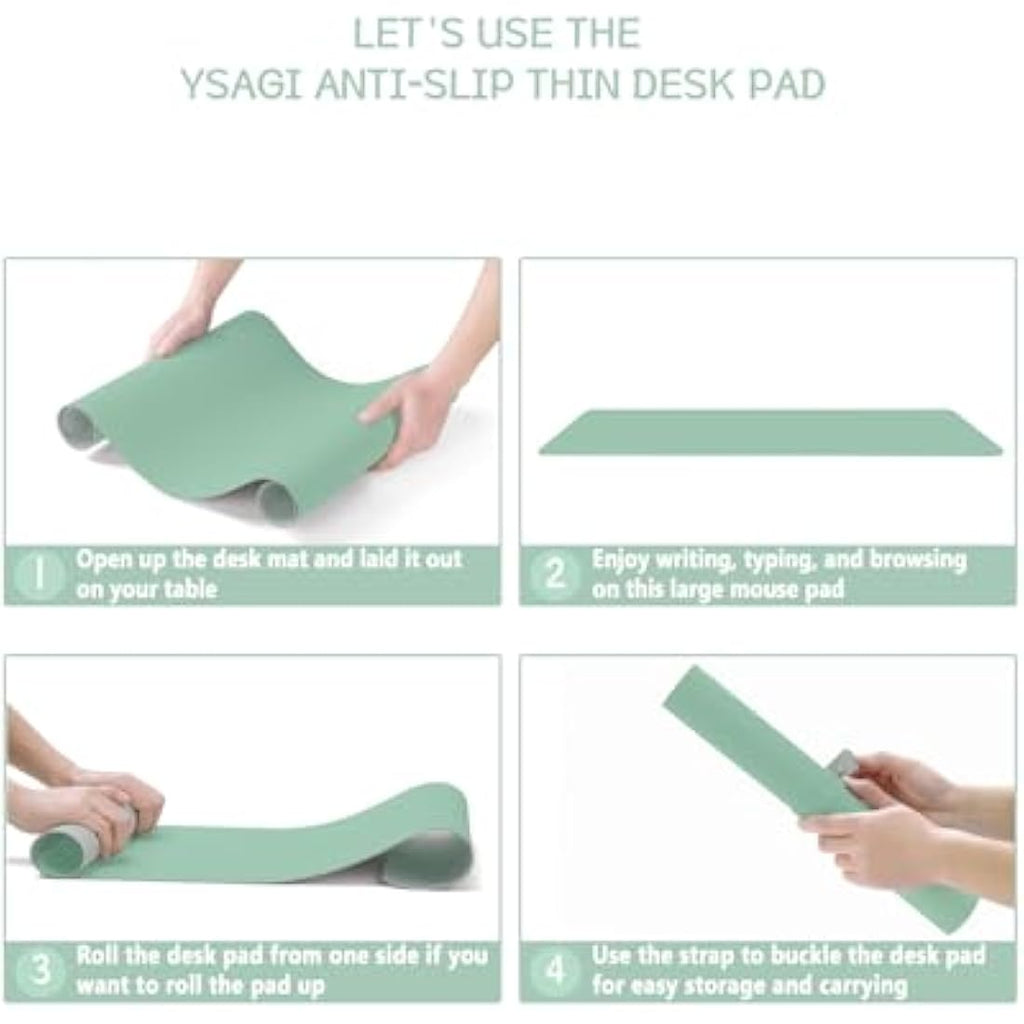 YSAGi Leather Desk Pad – Waterproof Non-Slip Office Writing Mat, Light Green