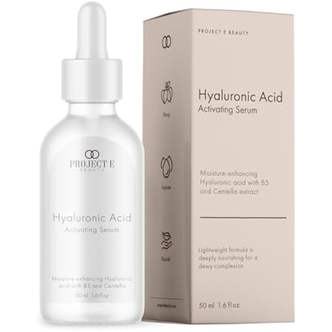 Project E Beauty Hyaluronic Acid Serum - Anti-Aging Vitamin C & E, 1oz
