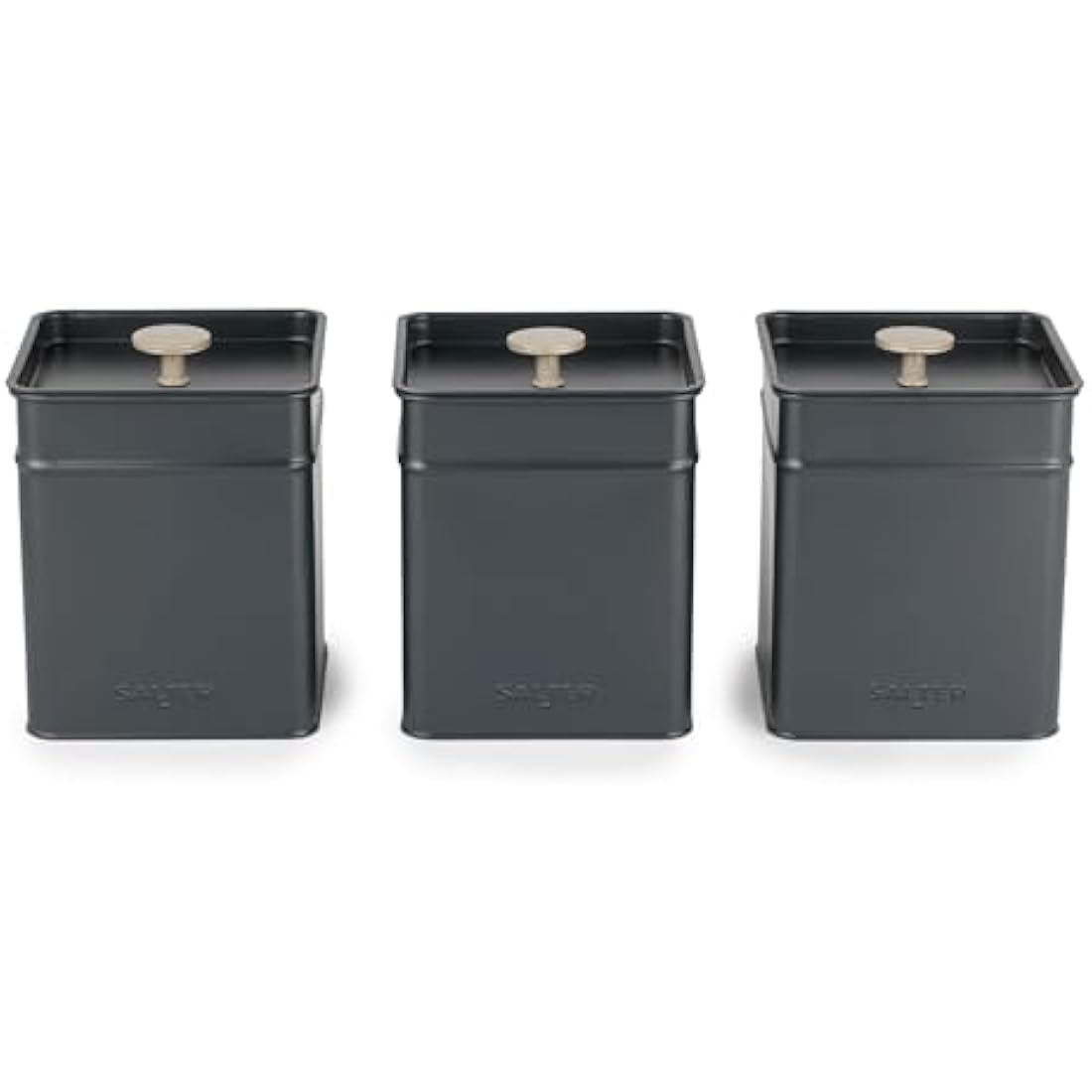 3-Piece Kitchen Canister Set – Blue Grey Powder-Coated Tins
