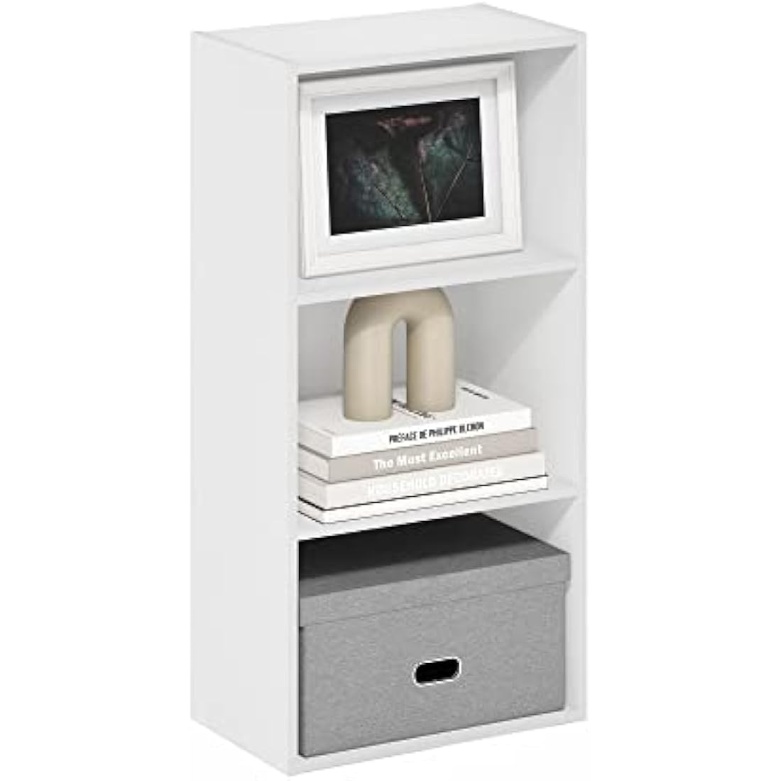 Furinno Luder 3-Tier Open Shelf Bookcase | White Composite Wood Storage