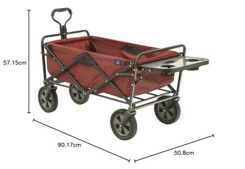 MacSports Folding Wagon with Table – Heavy Duty Steel Utility Cart, Maroon
